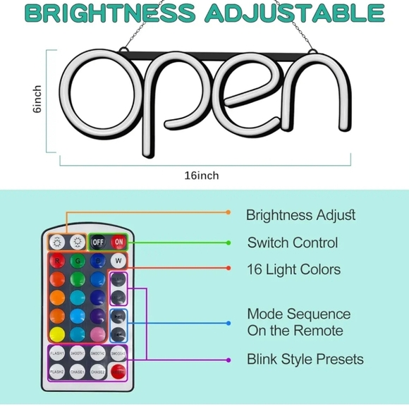 Neon Open Sign in Multiple Colors NEW - Picture 2 of 16
